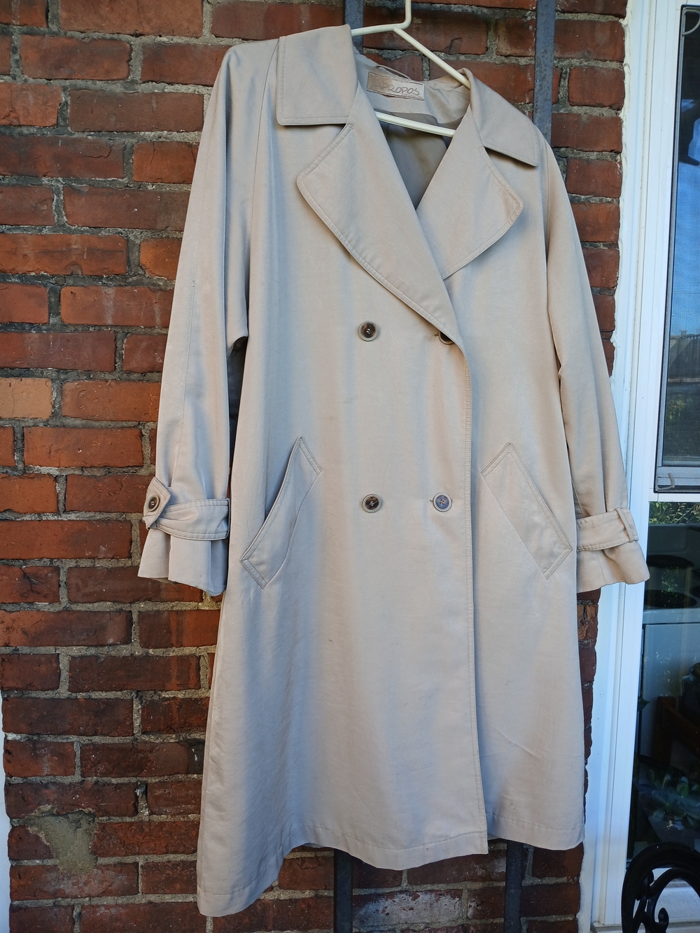 Women's Beige Double-Breasted Trench Coat by